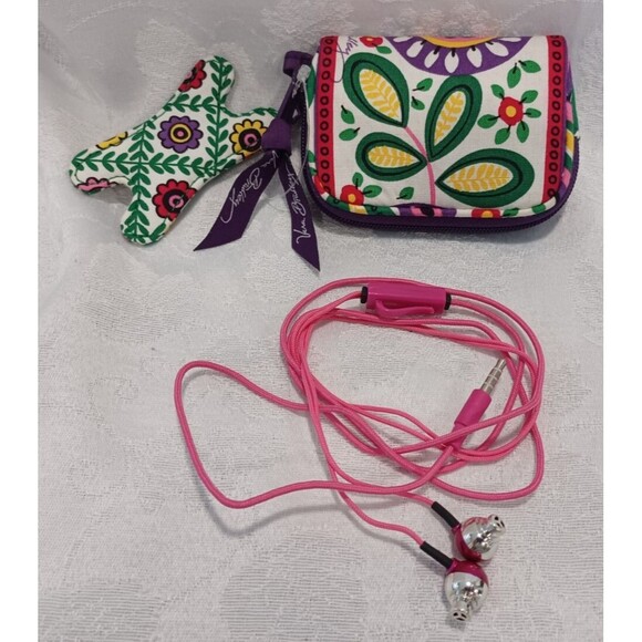 VERA BRADLEY EARBUDS CASE POUCH W/EARBUDS FLORAL ZIPPER - Picture 2 of 7
